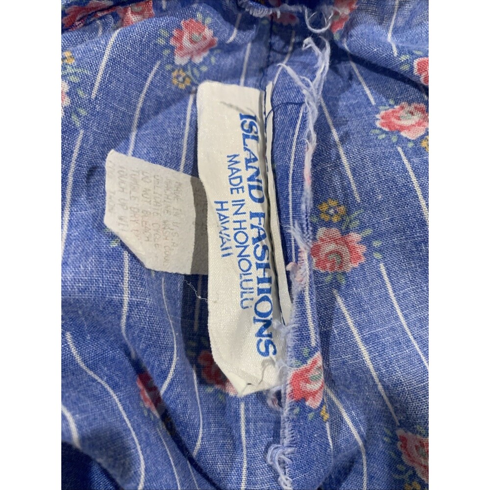 Vintage ISLAND FASHIONS HONOLULU Womens Dress Sz 4 Blue Maxi Mumu Retro Hawaii - Picture 9 of 11